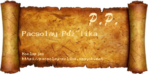 Pacsolay Pólika névjegykártya